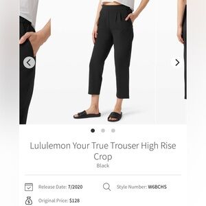 Lululemon Your True Trouser High Rise Crop